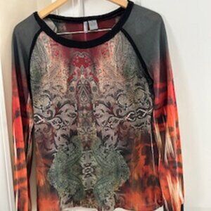 Women's Shirt Top (Brand: New Directions Weekend) Long Sleeve Multicolor Small